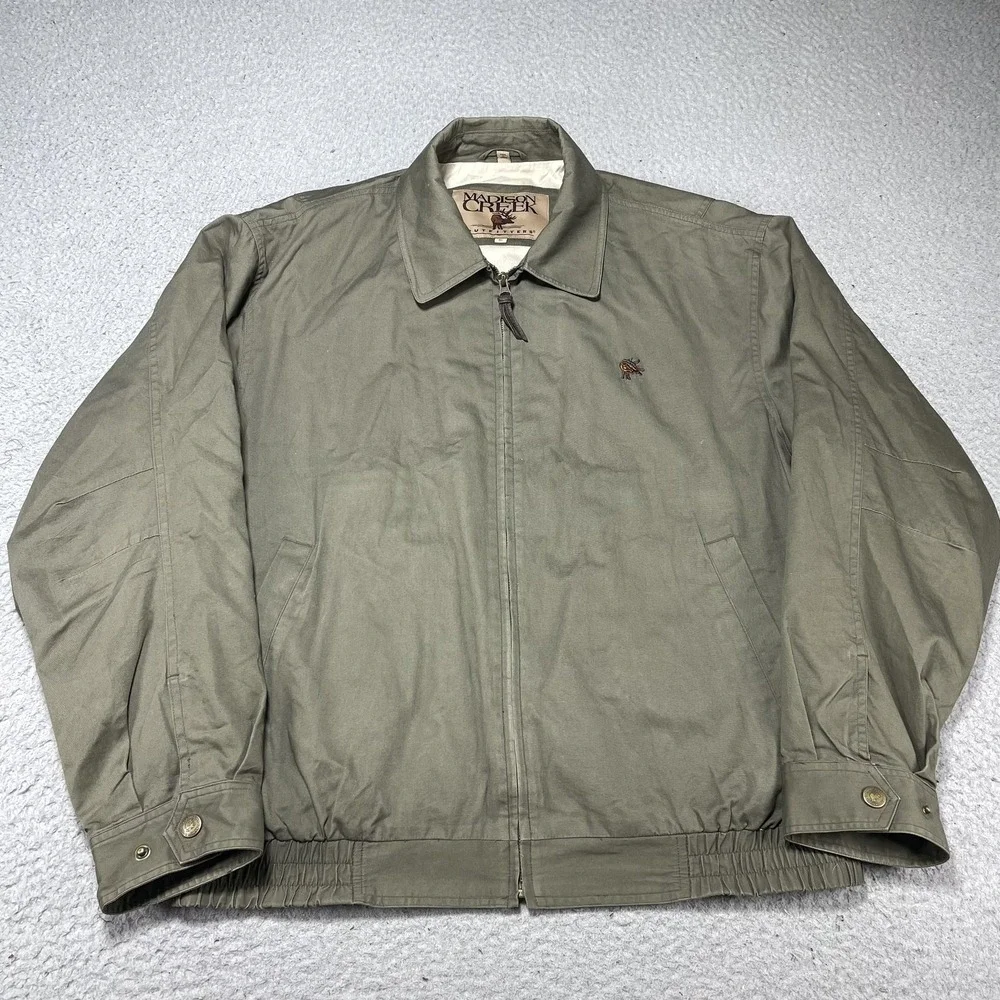 Madison Creek Outfitters Jacket Mens XL‎ Green Canvas Bomber Lined Zip Outdoor